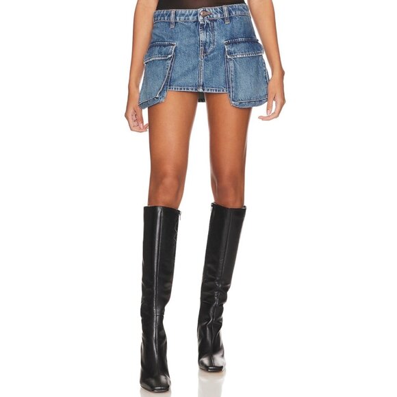 3x1 N.Y.C. Womens Celine Cargo Denim Mini Skirt Size 24 Made In Italy - Picture 1 of 8